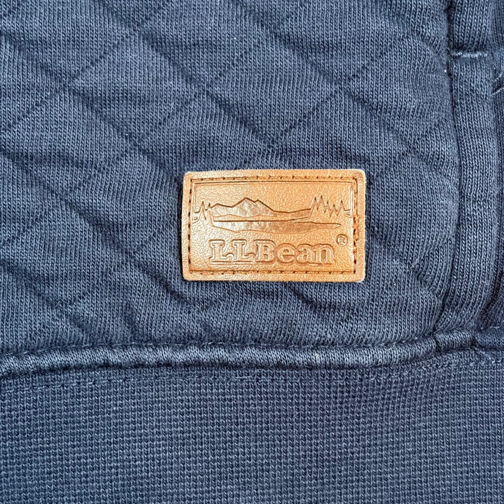 LL Bean Womens Quilted Quarter Zip Pullover Sweatshirt Navy Blue Large 502745 - Picture 5 of 12